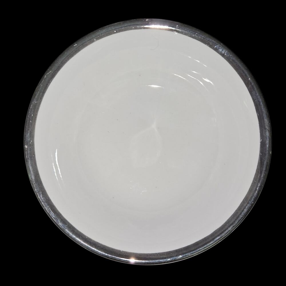 Vintage Grindley Staffordshire Ironstone White Silver Rim Dessert Bowls Set of 4